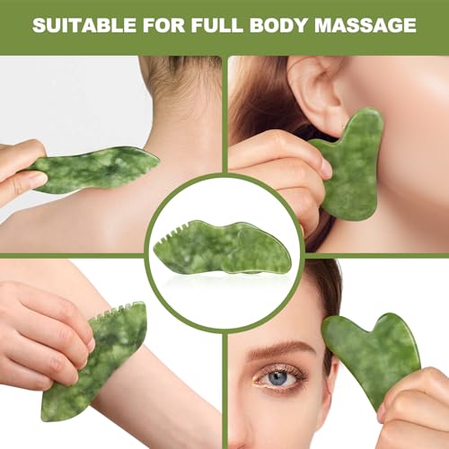 Airogym 2-Piece Authentic Jade Gua Sha Set for Facial Sculpting and Massage