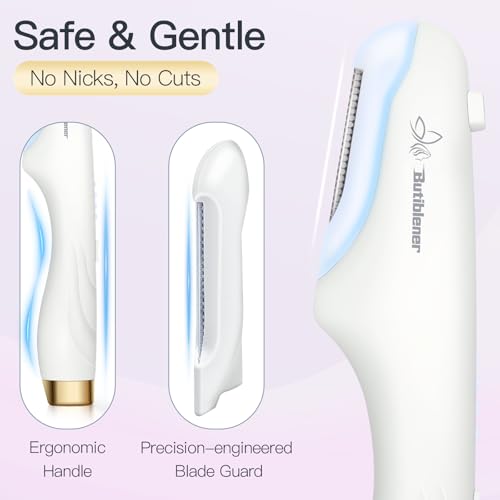 Dermaplane-razor for Women Face,Sonic Dermaplane,Sonic Dermaplaning Tool,Face Shaver Facial Hair Removal & Peach Fuzz Romover + 12 Blades (White With Gold Accent)