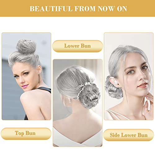 Pwsap Grey Curly Bun Extension Hairpiece - Voluminous Updo