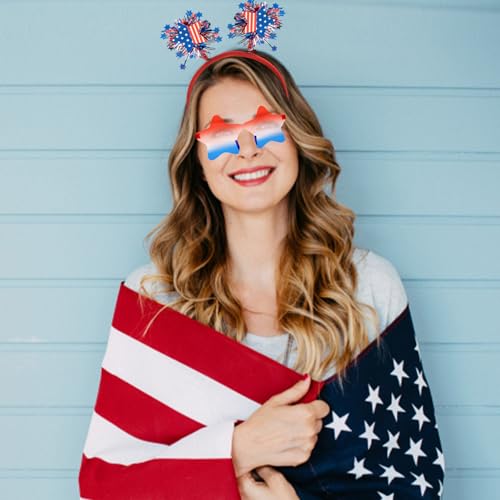 ANBALA 4th of July Accessories Set - Patriotic Headbands & Sunglasses