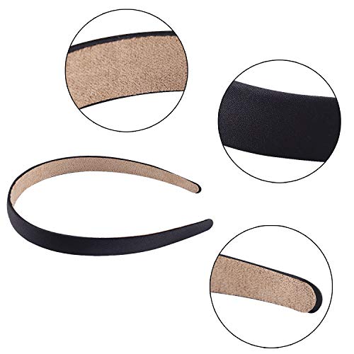 Duufin Black Satin Headbands for Women - 22 Pcs Non-Slip Hair Accessories