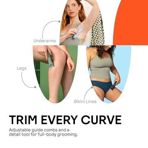 MERIDIAN Slimmer Trimmer ? Electric Bikini Line & Pubic Hair Trimmer for Women, Body Hair Groomer for Intimate Areas, Legs & Underarms, Waterproof & Rechargeable, Sky