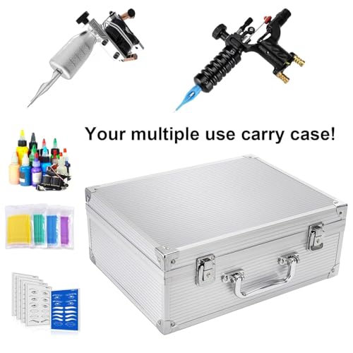 Aluminum Tattoo Equipment Carry Case with Lock - 12.6" Portable Storage Box