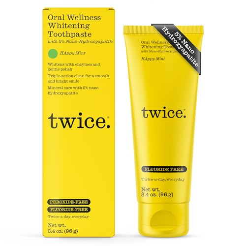 TWICE Nano Hydroxyapatite Whitening Toothpaste - 5% Fluoride-Free, Vegan, 3.4oz