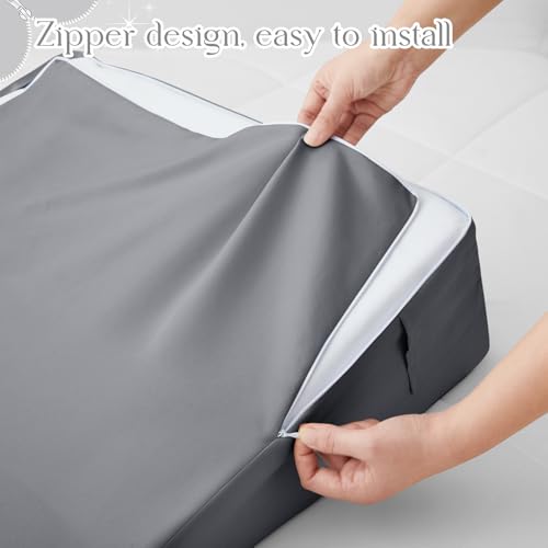 Light Grey Wedge Pillow Cover - Soft Microfiber with Side Pockets