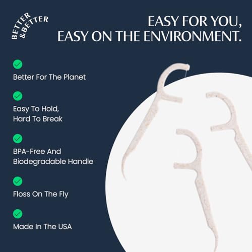 Better & Better Biodegradable Vegan Floss Picks - 200 Count