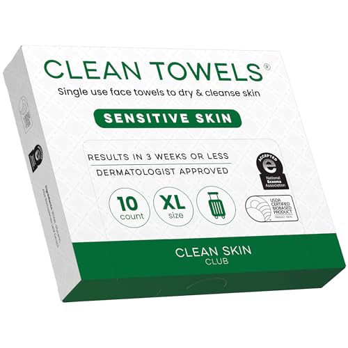 Clean Skin Club XL Sensitive Skin Towels - 10 Pack, Travel-Friendly