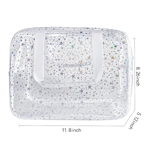Transparent PVC Holographic Star Makeup Bag - Durable Travel Pouch