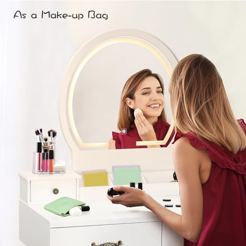 8Pcs Pocket Cosmetic Bags Set – 4 Sizes, PU Leather Self-Closing, Waterproof Makeup Pouches
