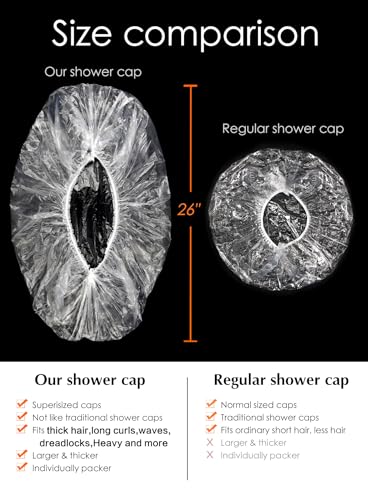 30 Pcs Extra Large Disposable Shower Cap for Long Braids - Waterproof