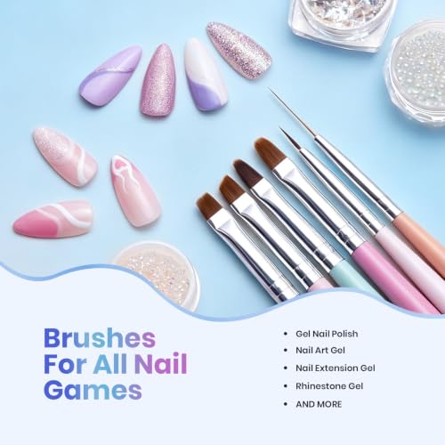 Beetles Gel Polish Nail Art Brushes 6 Pcs Multicolor Set A-Multicolor-6