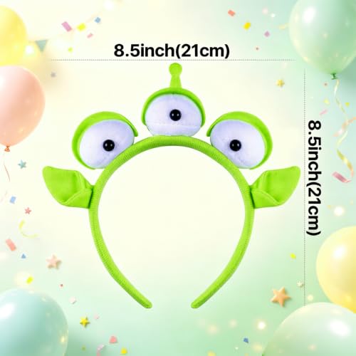 KKBES Alien Headbands - 2 Pack Three-Eyed Green Monster Costume Hair Bands