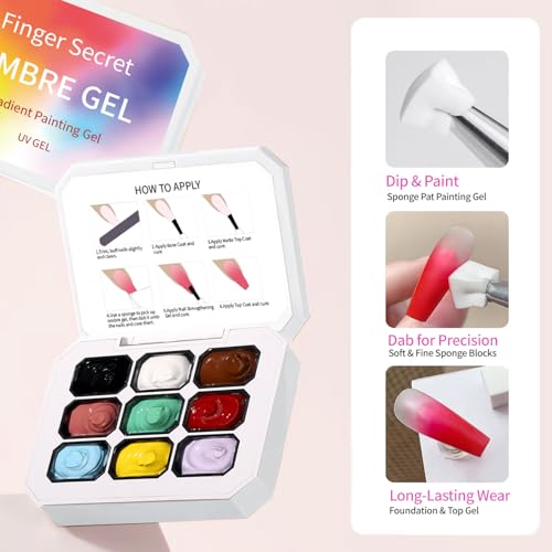 AOBOO Ombre Gel Nail Polish Kit with Sponges for Gradient & Nail Art