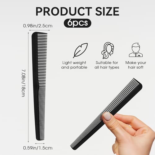 Carbon Fiber Barber Combs - 6 Pack Professional Styling Tools