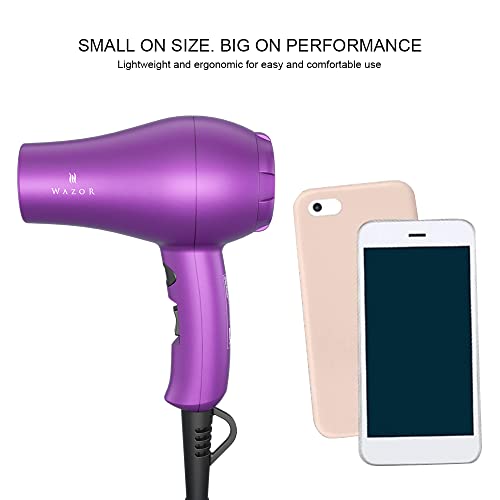 Wazor 1000W Compact Ionic Travel Hair Dryer with Concentrator