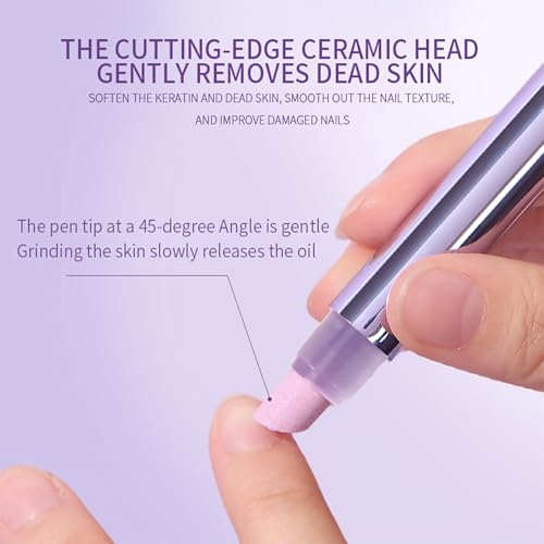 NIQZOPA 3-in-1 Ceramic Cuticle Oil Pusher Pen Set - Nail Care Tool with Lavender Oil