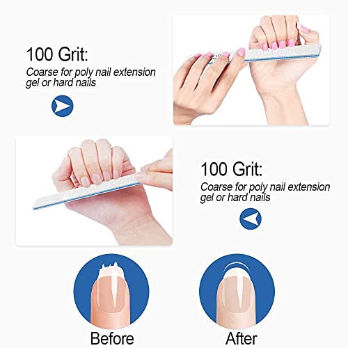 100/100 Grit Nail Files Set of 50 Professional Double Sided Reusable Emery Boards
