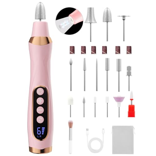 MEOUNEQU Dark Pink Cordless Nail Drill with 360° LED Light & 6 Speeds