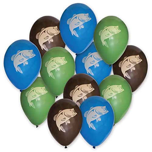 Fishing Party Balloons - 12 Pack 12-Inch Fish Silhouette Decor
