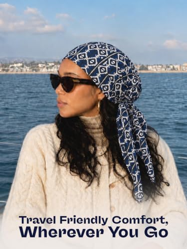 Navy Aztec Pre-Tied Bandana Turban Chemo Head Scarf