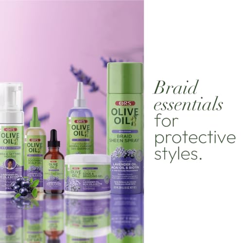 ORS Olive Oil Braidzone Braid Sheen Spray with Lavender, Acai & Biotin for Hair & Scalp Nourishment 10 Ounces
