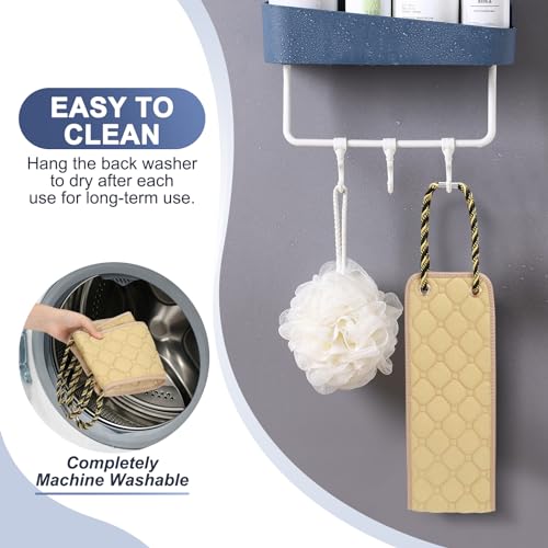 Eaxun 39-Inch Exfoliating Back Scrubber for Shower - Beige Dual Handle