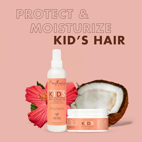 SheaMoisture Kids Curly Hair Bundle, Coconut & Hibiscus Curling Butter Cream + Extra-Moisturizing Detangler Spray, Anti-Frizz Hair Products, Natural