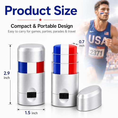 USA Flag Eye Black Stick - Red White and Blue Face Paint for Game Day