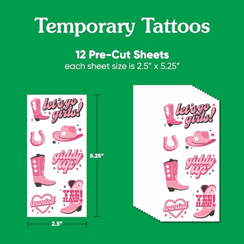 Big Dot of Happiness Rodeo Cowgirl Temporary Tattoos - Kids & Adults, 12 Sheets
