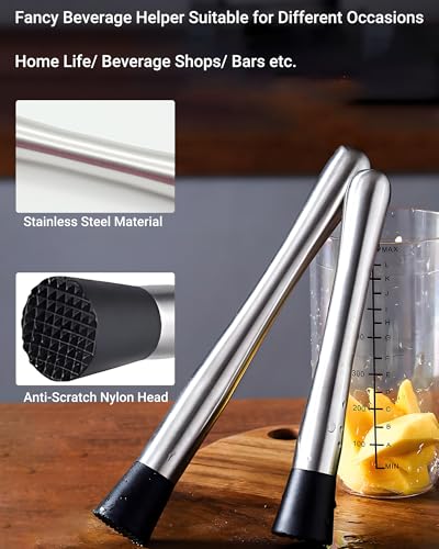 Stainless Steel Cocktail Muddler & Mixing Spoon Set - 2 Piece