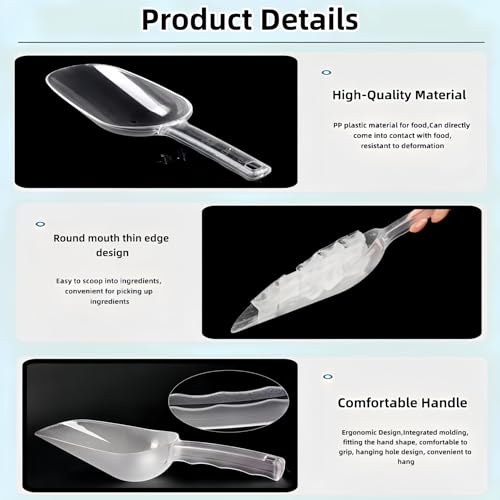 7 Oz Polycarbonate Ice Scoop with Ergonomic Handle - Clear