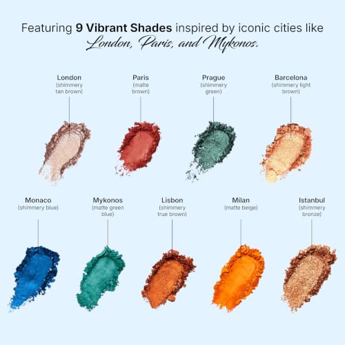 LUNA MAGIC Cosmopolitan Eyeshadow Palette - 9 Pigmented Matte & Shimmer Shades for Deep to Light Skin Tones, Vegan & Cruelty-Free