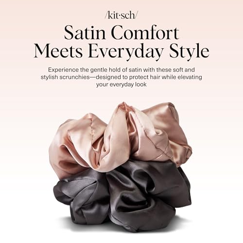 Kitsch Satin Scrunchies for Women - No Crease Hair Ties, 2pcs