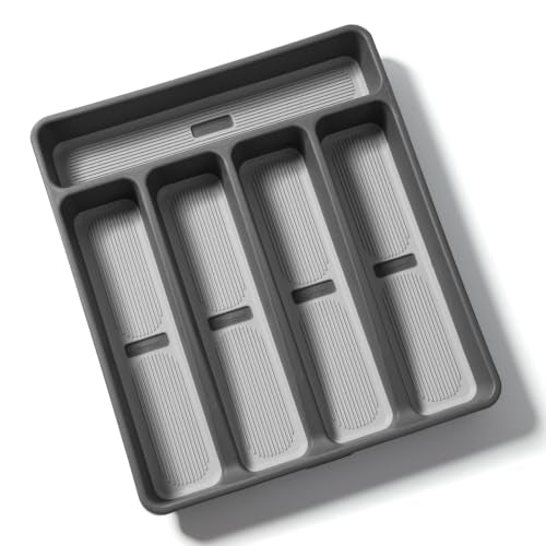 5-Compartment Silverware Organizer Tray with Cutlery Icons