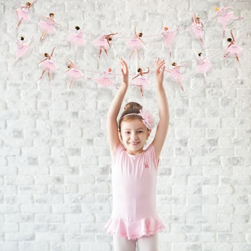 Ballerina Dancer Banner Garland - 2 Pcs Pink Ballet Decor