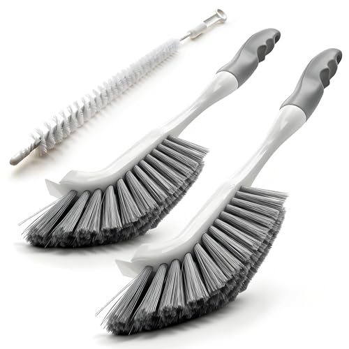 3-Pack Hard Bristle Scrub Brushes for Bathroom & Tight Spaces