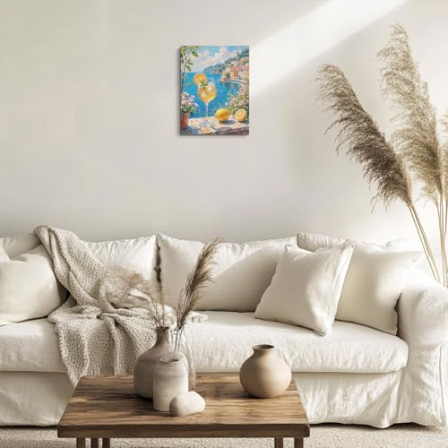 Italian Lemon Canvas Wall Art | Framed Coastal Landscape Decor