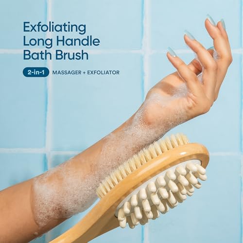 Bloom 2-in-1 Long Handle Body Brush for Exfoliation and Massage