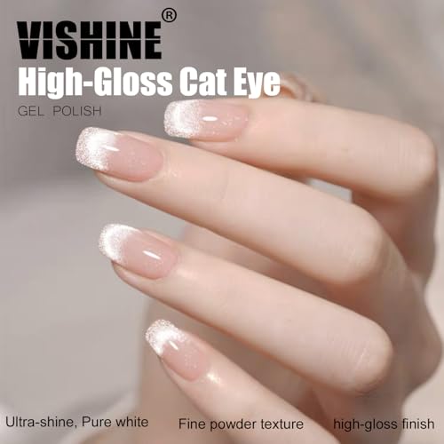 Vishine Cat Eye Gel Nail Polish Silver Glitter Holographic UV Gel 16ml