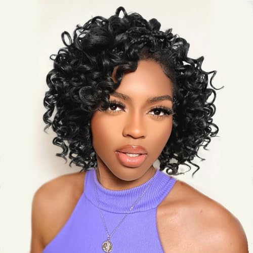 LIYATE 8 Inch Gogo Curl Crochet Hair - 7 Packs, 1B Pre-Twisted Beach Wave Braids