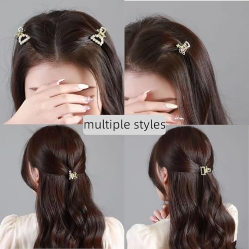 6PCS Pearl Rhinestone Mini Claw Hair Clips for Women & Girls - Elegant Hair Accessories