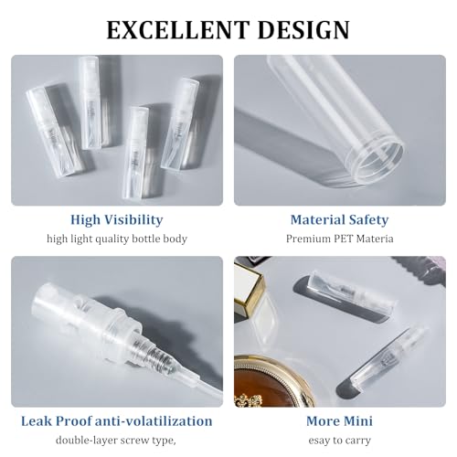 Chiallco 10 Pack Mini Perfume Spray Bottles, 2ml Fine Mist
