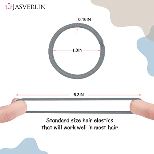 JASVERLIN Gray No Metal Hair Elastics - Strong & Durable 50 Pack