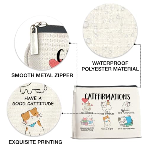 Cat Lovers Gifts Cosmetic Bag - Cat Lover Zipper Makeup Pouch 9.8x6.7 in, Jyunsoeng