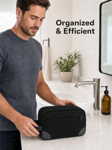HJOKLS Men's Travel Toiletry Bag - Hanging Dopp Kit in Black