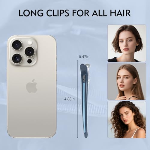 Blue Non-Slip Hair Styling Comb & Hair Clips Set for Men & Women