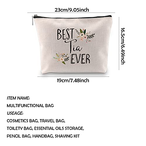 BEST Tia Ever Makeup Bag Travel Organizer Waterproof Zipper Pouch - Auntie Gift