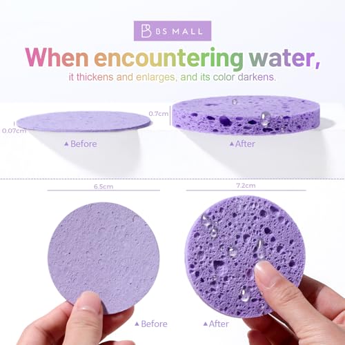 100 Count Gentle Exfoliating Facial Sponges - Reusable Cotton Pads for Cleansing & Makeup Removal