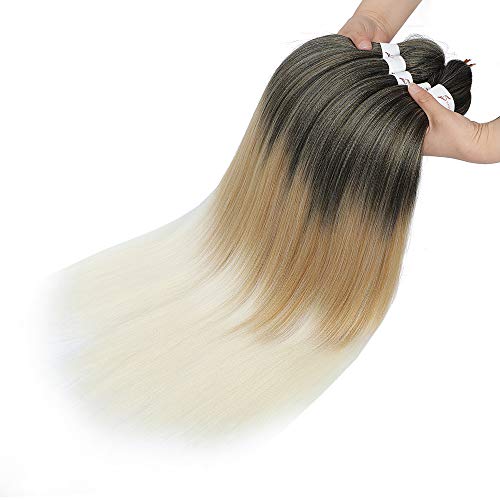 MIYPMUNS 26 Inch Pre-Stretched Ombre Braiding Hair 8 Packs Brown Blonde 1B/27/613