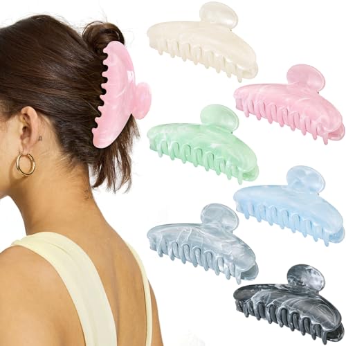 6 Pack Large Hair Claw Clips for Women - Non-Slip Durable Accessories